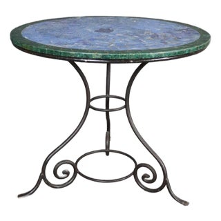 Lapis and Malachite Center Table With Metal Base For Sale