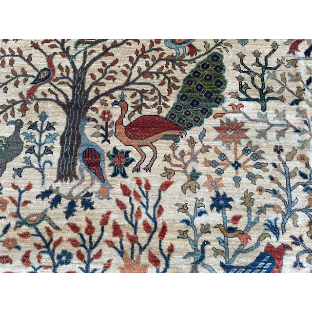 Textile Hand-Knotted Afghan Tree of Life Pictorial Wool Area Rug - 8'1" X 9'9" For Sale - Image 7 of 13