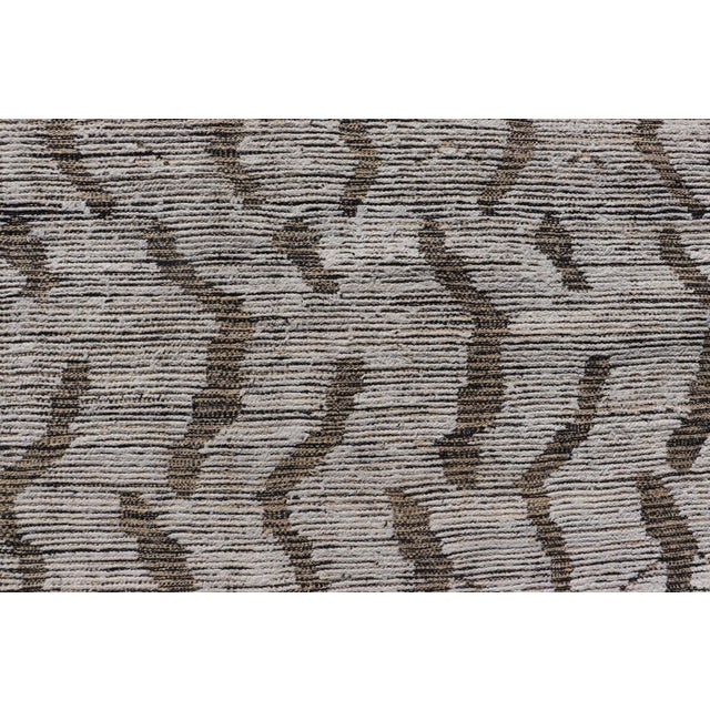 Cream Modern Gallery Rug in Wool With Abstract Design 5'10" X12'8" For Sale - Image 8 of 13