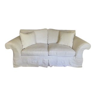 1990s Vanguard Furniture White Linen Slipcovered Sofa For Sale