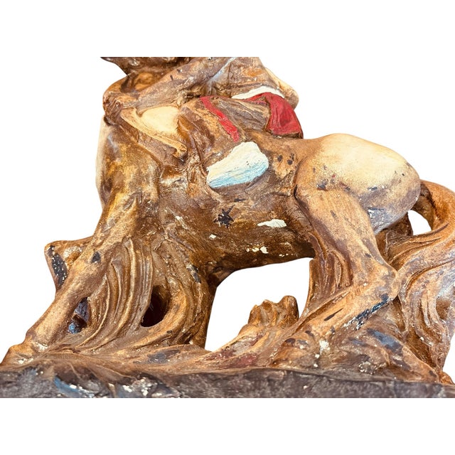 Vintage Native American Warrior on Horseback Figure For Sale - Image 9 of 11