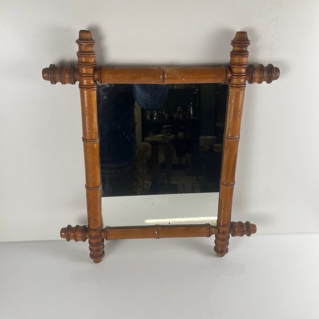 Bamboo-Style Turned Wood Mirror, 1900-1930 For Sale - Image 4 of 14