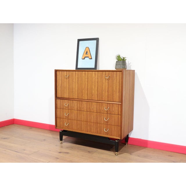 Mid Century Modern Vintage Teak Dresser Bar Cart Cocktail Cabinet by G Plan For Sale In Greensboro - Image 6 of 13