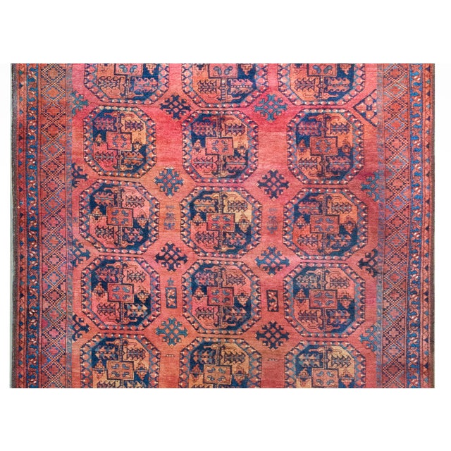Red Early 20th Century Afghani Ersari Rug For Sale - Image 8 of 15