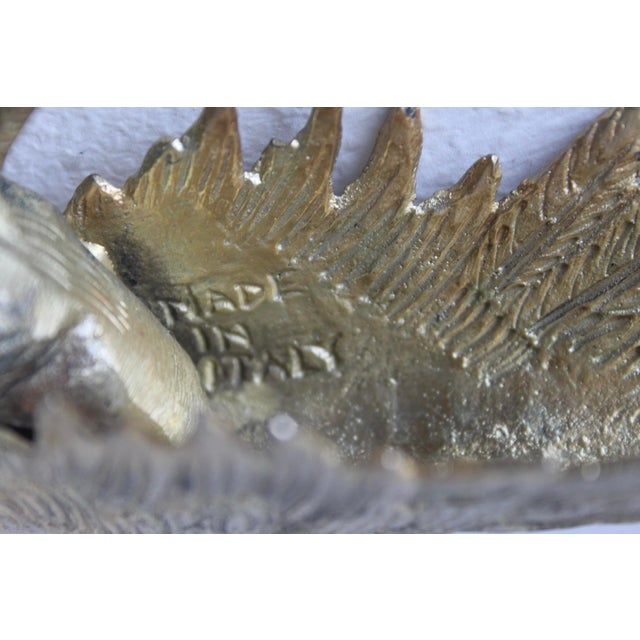 Vintage Italian Decorative Sculptural Goldtone Male Female Pheasants Mid Century-a Pair For Sale - Image 11 of 16