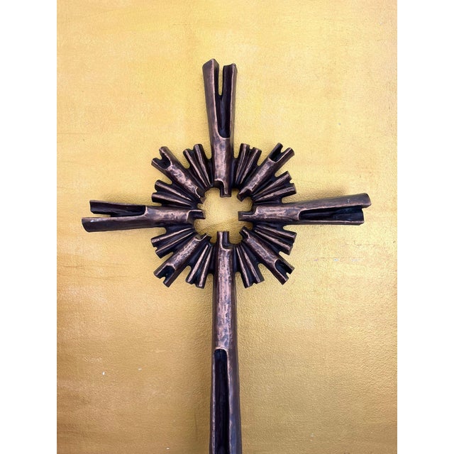 Monumental Brutalist Bronze Cross / Wall Sculpture attributed to Walter Haaf, Germany, 1960s For Sale - Image 13 of 18