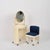 Glass Italian White & Cream Vanity Table with Blue Seat from Studio Kastilia Silvi, 1970s, Set of 2 For Sale - Image 7 of 16