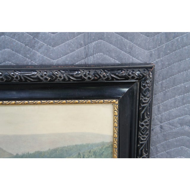 Antique Carl Zimmermann German Elk Hunting Landscape Print Carved Framed 53" For Sale - Image 10 of 12