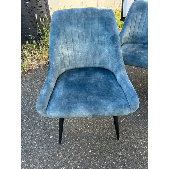 Metal 4 Sunpan Chardon Dining Chair Nono Petrol For Sale - Image 7 of 8