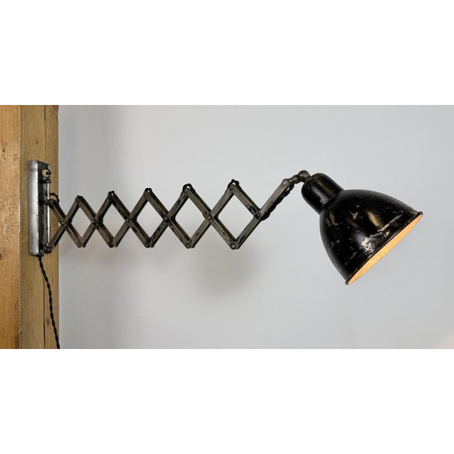 Industrial Black Scissor Wall Lamp, 1950s For Sale - Image 18 of 18