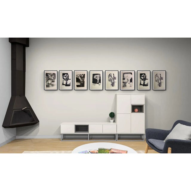 1950's Stone Lithograph Black and White Abstract San Francisco Artist For Sale In Dallas - Image 6 of 6