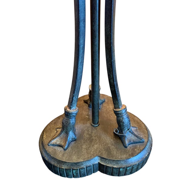 1930s Antique Double Crane Bronze Table Lamp For Sale - Image 5 of 5
