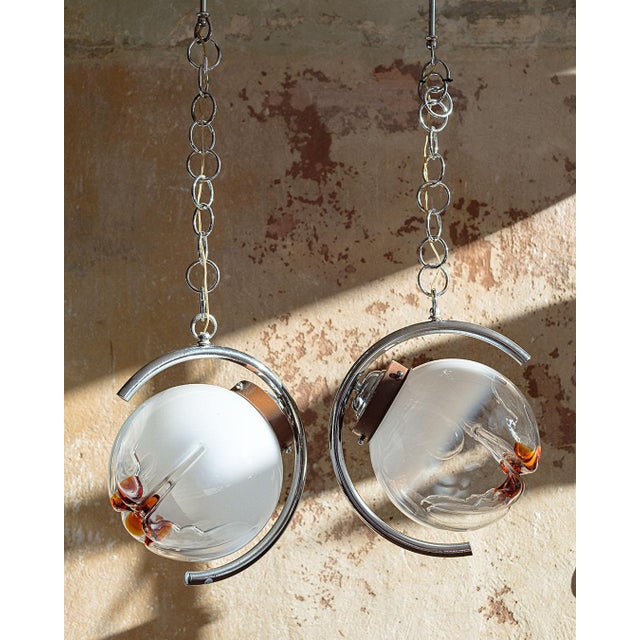 Murano Mazzega Pendant Lamps from Made Murano Glass, 1970s, Set of 2 For Sale - Image 9 of 15