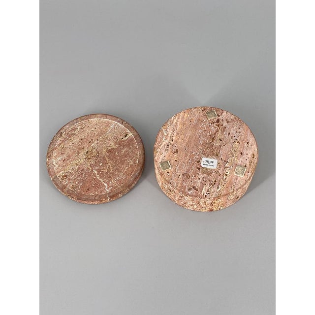 Lidded Box in Red Travertine by Up & Up, Massa-Carrara Italy, 1970s For Sale - Image 11 of 16