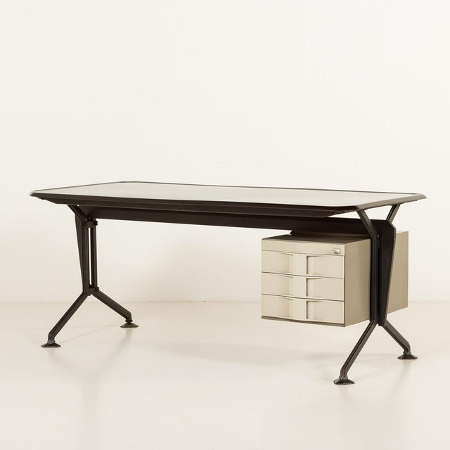 This italian extra large arco desk was designed by studio bbpr for olivetti in the 1960s. originally created for...