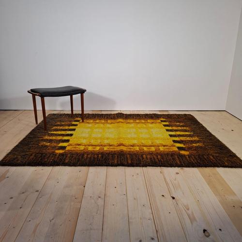 Vintage Danish Yellow and Brown Wool Rug, 1970s For Sale - Image 4 of 4