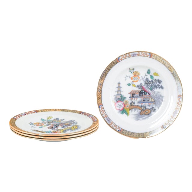 Japan Series Dinner Plates in Faience from Rörstrand, Sweden, Set of 4 For Sale