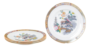 Japan Series Dinner Plates in Faience from Rörstrand, Sweden, Set of 4