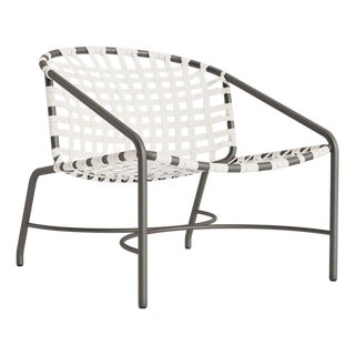 Brown Jordan Kantan Aluminum Suncloth Lounge Chair, Mica frame with White fabric For Sale