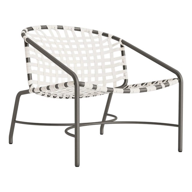 Brown Jordan Kantan Aluminum Suncloth Lounge Chair, Mica frame with White fabric For Sale