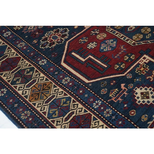 Navy Blue Antique Shrivan Rug 4'4'' x 8'5'' For Sale - Image 8 of 10