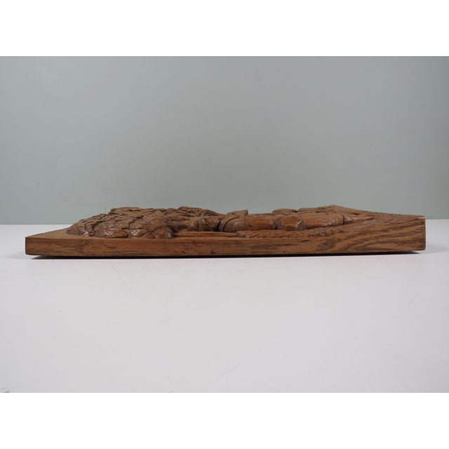Hand-Carved Oak Wall Decoration, 1989 For Sale - Image 6 of 9