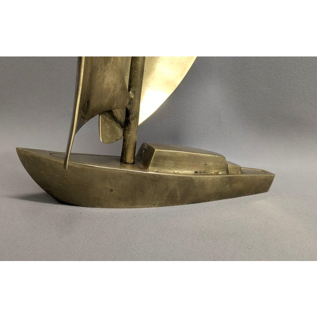 Brass Mid-Century Vintage Brass Sailboat For Sale - Image 8 of 10