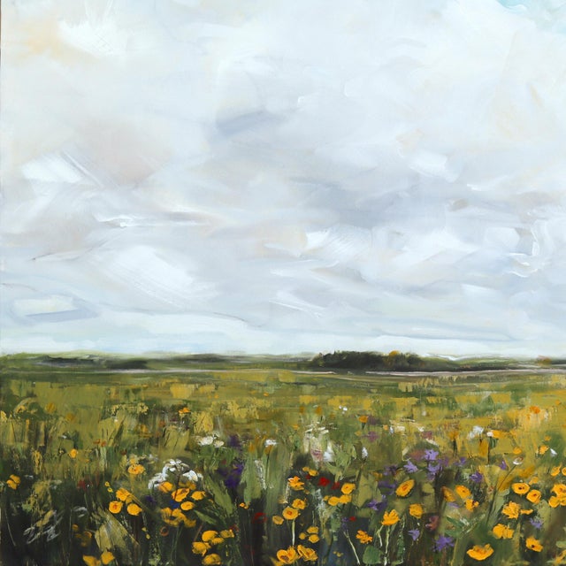 Where the Wildflowers Dance - Original Floral Abstract Acrylic and Graphite Canvas Painting For Sale In Los Angeles - Image 6 of 9