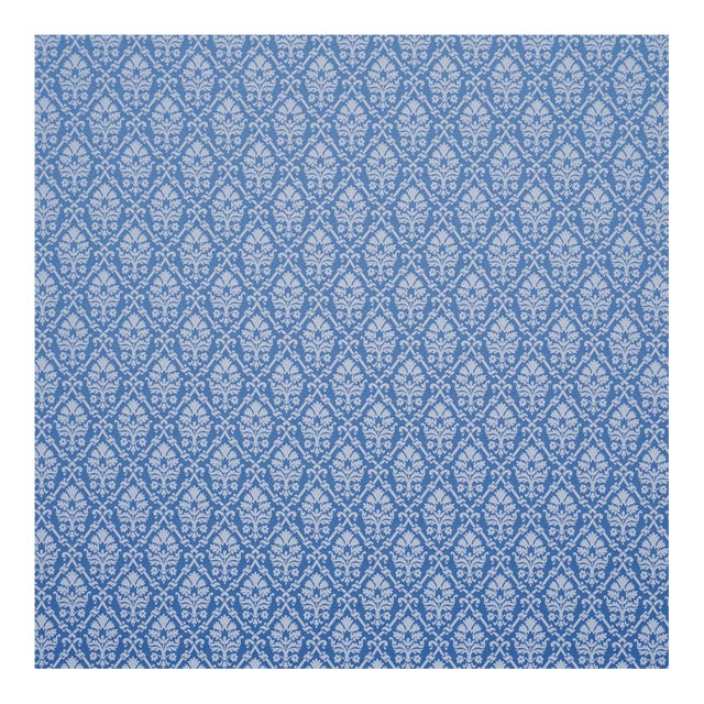 Sample - Schumacher Grant Damask Fabric In Cobalt For Sale