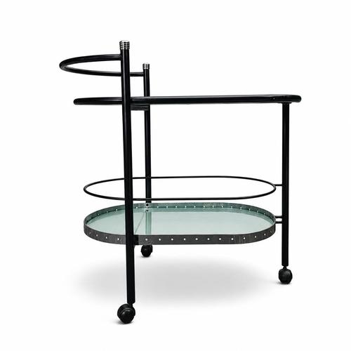 Black Oval Drinks Trolley / Bar cart / 1980s Height 77Width 85Depth 49 cm