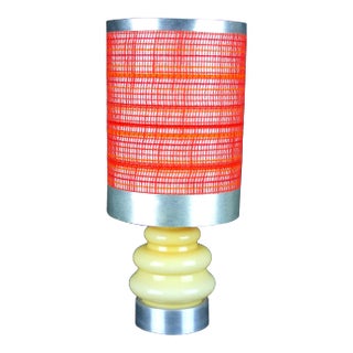 Chrome & Ceramic Table Lamp With Original Lamp Shade, France 1970's For Sale