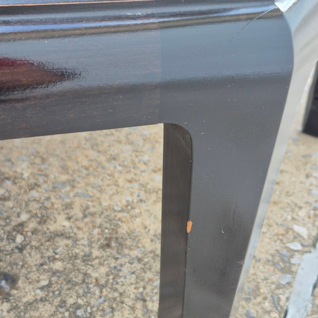 Mid-20th Century Asian Hollywood Regency Burlwood & Black Lacquer 43” Octagonal Coffee Table For Sale - Image 9 of 13