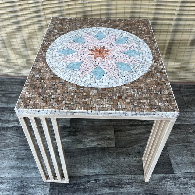 Sculpture Materials Postmodern Modern Mosaic Top Side Table. Circa 1980s For Sale - Image 7 of 17