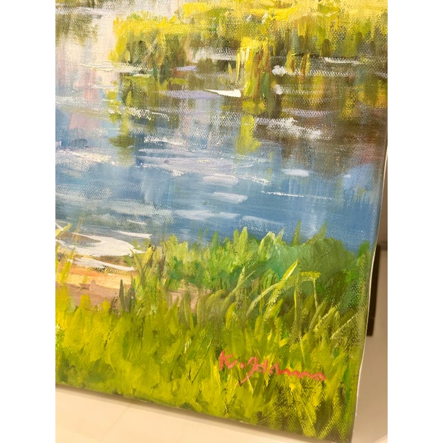 2020s Marsh Coastal Landscape Oil Painting on Canvas by K. Hanna – 12" X 16" For Sale - Image 5 of 6