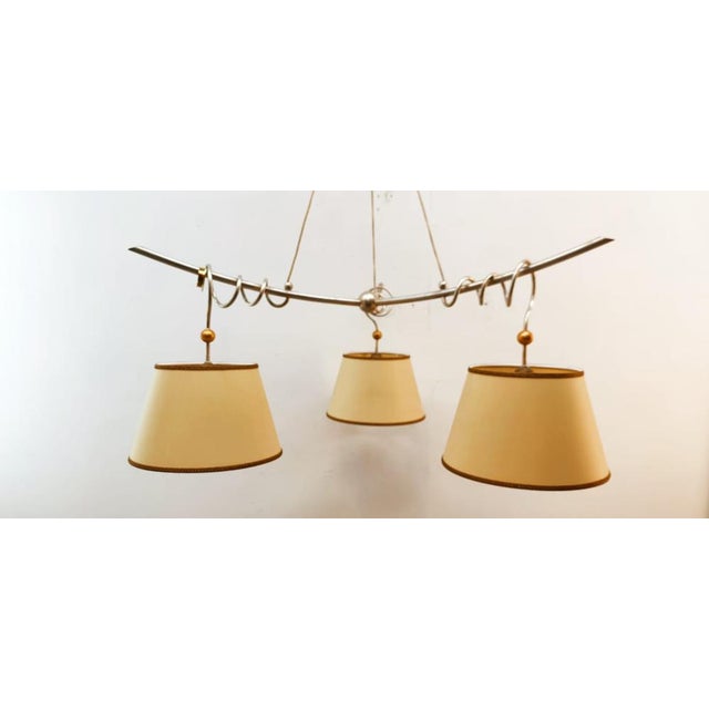 Metal and Parchment Suspension Light For Sale - Image 10 of 18