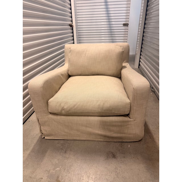 Restoration Hardware - Belgian Slipcovered Track Arm Chair For Sale In West Palm - Image 6 of 8