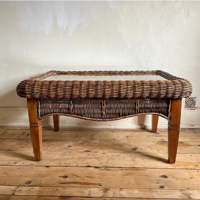 Vintage Brown Wicker Table For Sale - Image 11 of 12