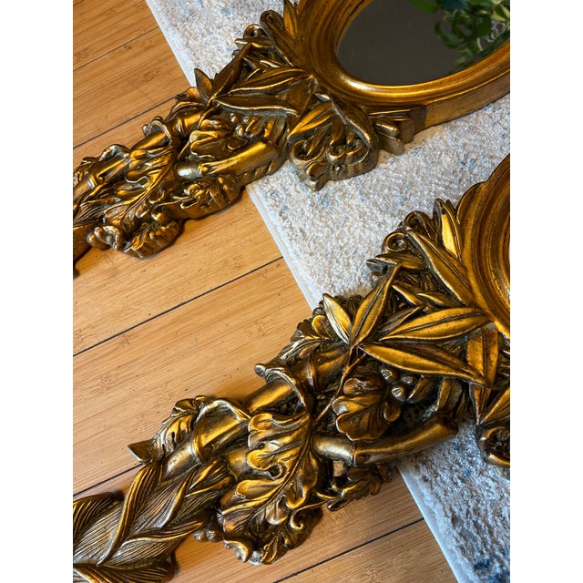1970s Pair of Rococo Style Beveled Mirror Wall Mounts For Sale - Image 4 of 4