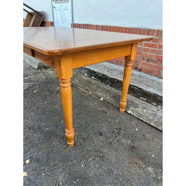 Amish Vintage Handcrafted Solid Oak Dining Table With One Drawer. For Sale - Image 9 of 10
