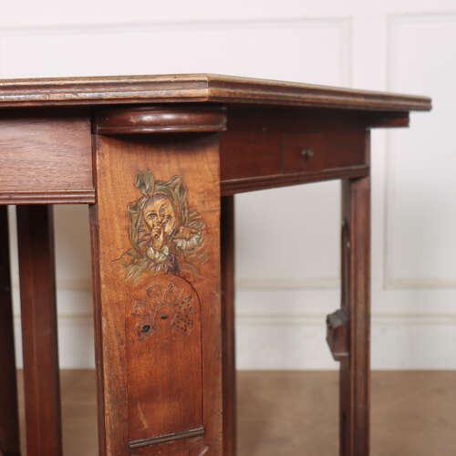 Arts and Crafts Walnut Cards Table, 1890s For Sale - Image 4 of 12