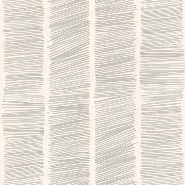 Hash Marks Wallpaper by Susan Hable in Off White / Black For Sale