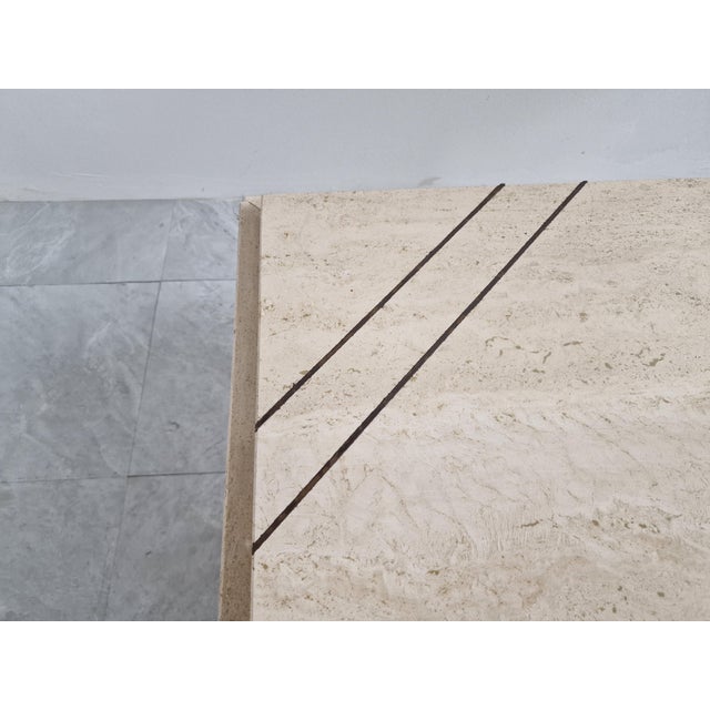 Cream Vintage Travertine Coffee Table, 1970s For Sale - Image 8 of 10