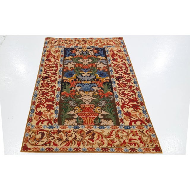 Traditional 1960s Vintage Needlepoint Handmade Geometric Multicolor Wool Rug For Sale - Image 3 of 7