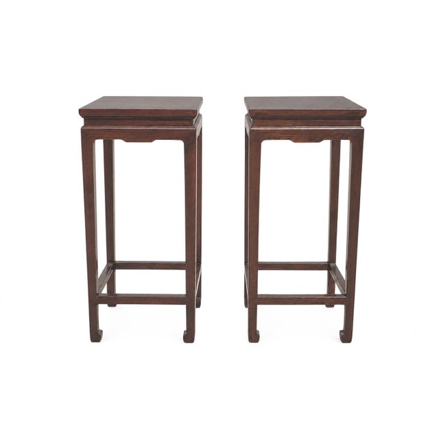 Chinese Pair of Asian Square Top Accent Tables or Side Tables For Sale - Image 3 of 6