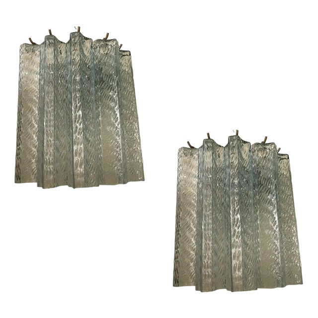 Murano Glass Tube Sconces, 1980s, Set of 2 For Sale