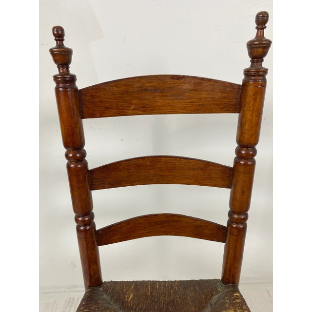 Antique Bergen County New Jersey Ladderback Side Chair For Sale - Image 4 of 13
