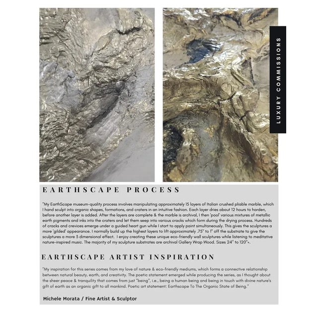 "EarthScape" Original Abstract Wall Sculptures Marble Brass Gold - a Pair For Sale - Image 10 of 11