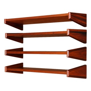 Mid-Century Modern Floating Wall Shelves, Danish, 1960s, Set of 4 For Sale