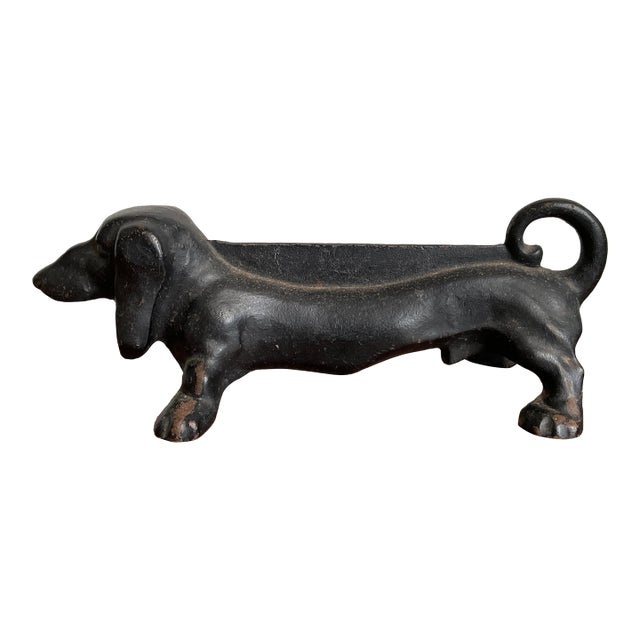 Large Vintage Cast Iron Dachshund Boot Scraper For Sale