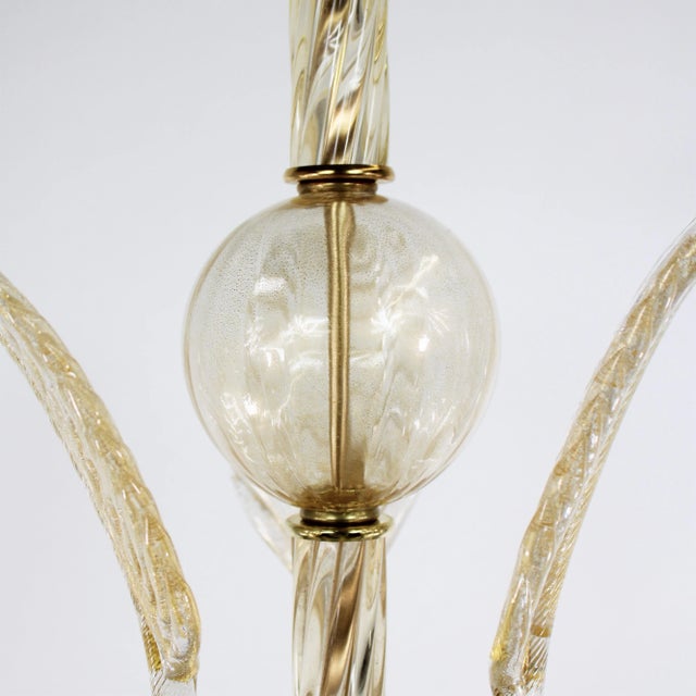 MidCentury 24k Gold Infused and Rigaree Murano Frond Pendant Light For Sale - Image 10 of 12